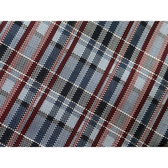 BURMA BIBAS Men's 100% Silk Neck Tie‎ Red White Blue Striped - USA America EUC - Picture 8 of 9